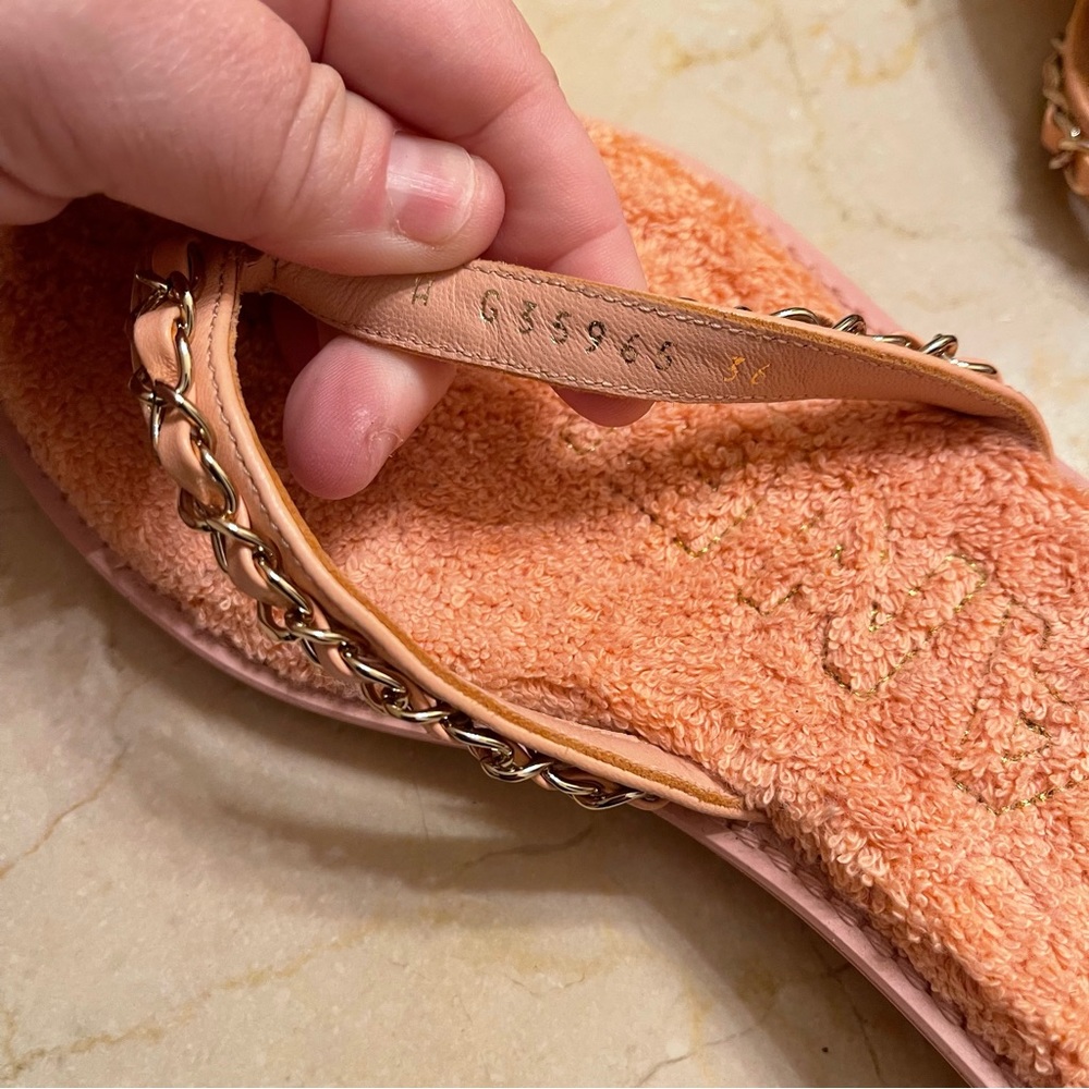 Chanel pink at the pool sandals thong flip flops size 6 36 - Picture 14 of 15